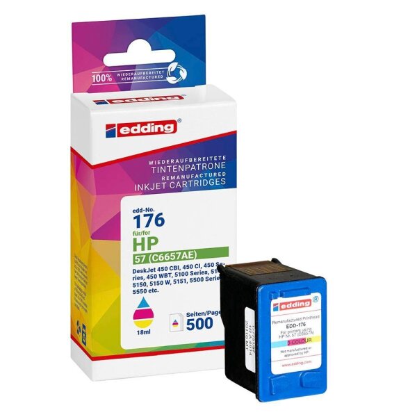 edding EDD-176 color Druckerpatrone kompatibel zu HP 57 (C6657AE)