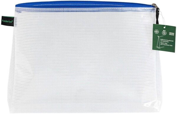 FolderSys Reißverschlussbeutel DIN A4 transparent/blau 0,28 mm, 1 St.