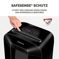AKTION: Fellowes Powershred LX85 Aktenvernichter mit Partikelschnitt P-4, 4 x 40 mm, bis 12 Blatt, schwarz mit 25 Euro CashBack