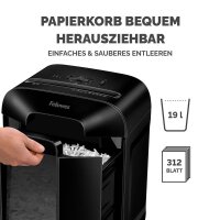 AKTION: Fellowes Powershred LX85 Aktenvernichter mit Partikelschnitt P-4, 4 x 40 mm, bis 12 Blatt, schwarz mit 25 Euro CashBack