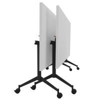 Quadrifoglio Mehrzwecktisch Pop-up weiß, dunkelgrau rechteckig, T-Fuß-Gestell grau, 160,0 x 80,0 x 74,0 cm