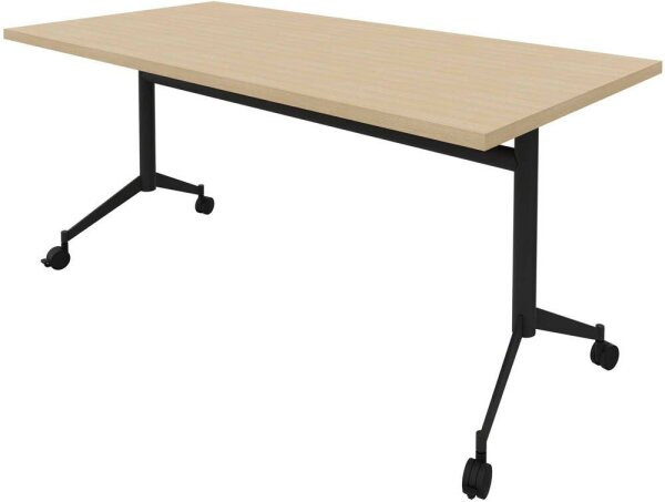 Quadrifoglio Mehrzwecktisch Pop-up eiche, dunkelgrau rechteckig, T-Fuß-Gestell grau, 160,0 x 80,0 x 74,0 cm
