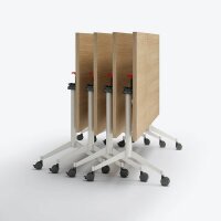 Quadrifoglio Mehrzwecktisch Pop-up eiche, dunkelgrau rechteckig, T-Fuß-Gestell grau, 160,0 x 80,0 x 74,0 cm