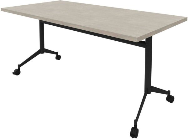 Quadrifoglio Mehrzwecktisch Pop-up beton, dunkelgrau rechteckig, T-Fuß-Gestell grau, 160,0 x 80,0 x 74,0 cm