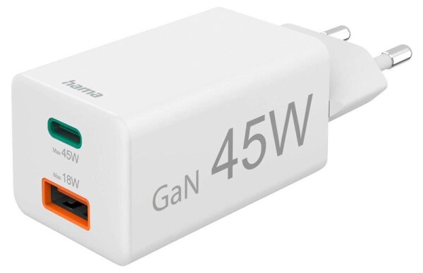 hama GaN-Ladeadapter weiß, 45 Watt