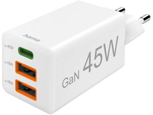 hama GaN-Ladeadapter weiß, 45 Watt