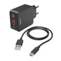 hama Ladekabel mit Adapter schwarz, Kabellänge: 1,5...