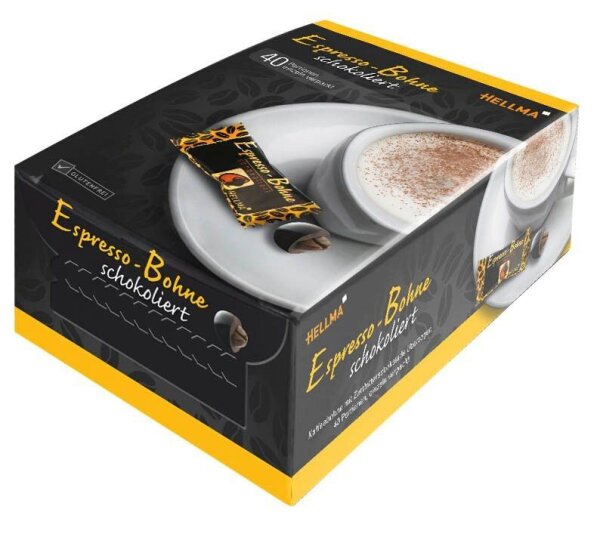 HELLMA Espresso-Bohne in Zartbitterschokolade Schokolade 40 St./44,0 g, 40 St.