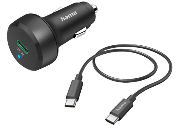 hama Kfz-Ladeadapter schwarz, Kabellänge: 1,0 m, 25 Watt
