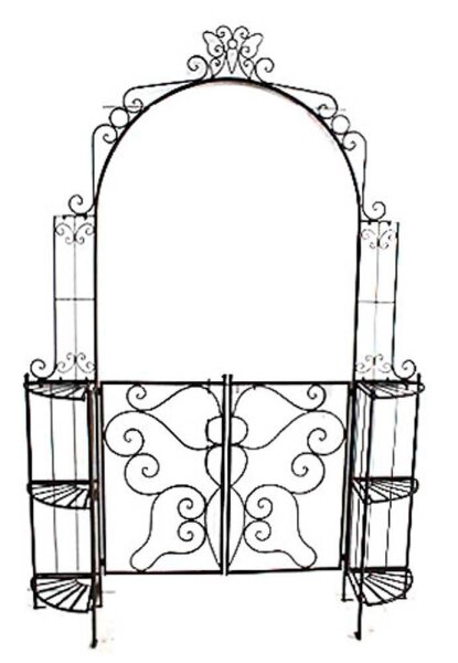 Garden Pleasure Rankbogen mit Tor LAKI Metall schwarz Bogen 156,0 x 29,0 x 233,0 cm, 1 St.