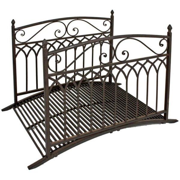 Garden Pleasure Teichbrücke YASUR Metall dunkelbraun gebogen 136,0 x 80,0 x 91,0 cm, 1 St.