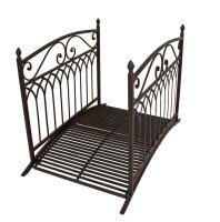 Garden Pleasure Teichbrücke YASUR Metall dunkelbraun gebogen 136,0 x 80,0 x 91,0 cm, 1 St.