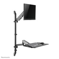 Neomounts höhenverstellbarer PC-Tisch schwarz für 1 Monitor, 1 Tastatur, 1 Maus, Tischbohrung, Wandhalterung