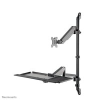 Neomounts höhenverstellbarer PC-Tisch schwarz für 1 Monitor, 1 Tastatur, 1 Maus, Tischbohrung, Wandhalterung