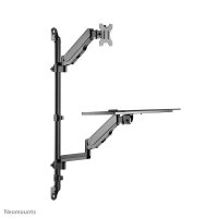Neomounts höhenverstellbarer PC-Tisch schwarz für 1 Monitor, 1 Tastatur, 1 Maus, Tischbohrung, Wandhalterung