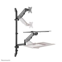 Neomounts höhenverstellbarer PC-Tisch schwarz für 1 Monitor, 1 Tastatur, 1 Maus, Tischbohrung, Wandhalterung