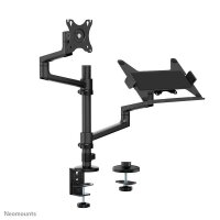 Neomounts Monitor-Halterung schwarz für 1 Monitor, 1 Notebook, Tischklemme