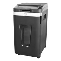 HP Pro Shredder Auto 400MC Aktenvernichter mit Partikelschnitt P-5, 2 x 12 mm, bis 400 Blatt, schwarz