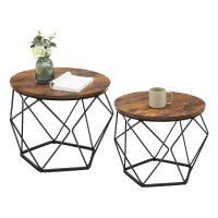 VASAGLE Couchtische-Set rund Spanplatte braun, 2 Set