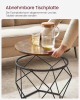 VASAGLE Couchtische-Set rund Spanplatte braun, 2 Set