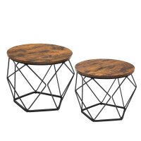 VASAGLE Couchtische-Set rund Spanplatte braun, 2 Set