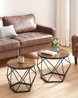 VASAGLE Couchtische-Set rund Spanplatte braun, 2 Set
