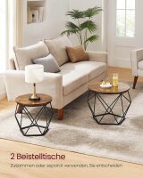 VASAGLE Couchtische-Set rund Spanplatte braun, 2 Set