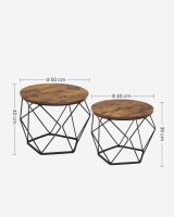 VASAGLE Couchtische-Set rund Spanplatte braun, 2 Set