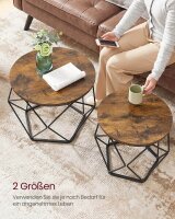 VASAGLE Couchtische-Set rund Spanplatte braun, 2 Set