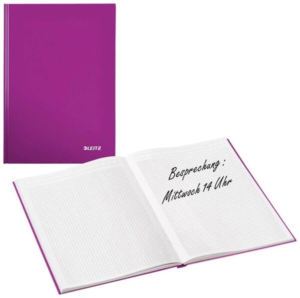 LEITZ Notizbuch WOW DIN A4 kariert, lila Hardcover 160 Seiten