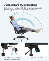 SONGMICS Bürostuhl, OBN61BKV1 Stoff schwarz, Gestell schwarz