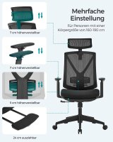 SONGMICS Bürostuhl, OBN61BKV1 Stoff schwarz, Gestell schwarz