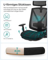 SONGMICS Bürostuhl, OBN61BKV1 Stoff schwarz, Gestell schwarz