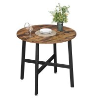 VASAGLE Esstisch braun rund, 4-Fuß-Gestell schwarz, 80,0 x 80,0 x 75,0 cm
