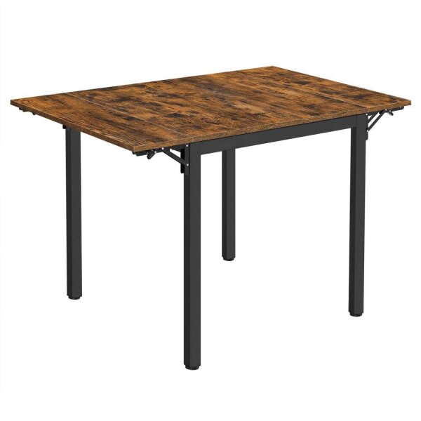 VASAGLE Esstisch braun rechteckig, 4-Fuß-Gestell schwarz, 76,0 / 98,0 / 120,0 x 78,0 x 75,0 cm