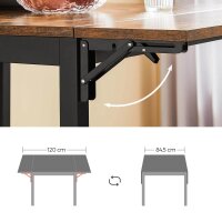 VASAGLE Esstisch braun rechteckig, 4-Fuß-Gestell schwarz, 76,0 / 98,0 / 120,0 x 78,0 x 75,0 cm
