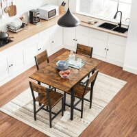 VASAGLE Esstisch braun rechteckig, 4-Fuß-Gestell schwarz, 76,0 / 98,0 / 120,0 x 78,0 x 75,0 cm