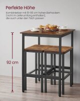 VASAGLE Stehtisch quadratisch Spanplatte braun 60,0 x 60,0 x 92,0 cm, 1 St.