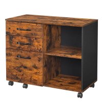 VASAGLE Rollcontainer braun, schwarz 3 Auszüge 80,0...