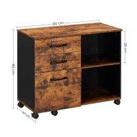 VASAGLE Rollcontainer braun, schwarz 3 Auszüge 80,0...