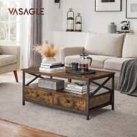 VASAGLE Couchtisch rechteckig Spanplatte braun 100,0 x...