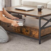 VASAGLE Couchtisch rechteckig Spanplatte braun 100,0 x 55,0 x 45,0 cm, 1 St.
