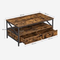 VASAGLE Couchtisch rechteckig Spanplatte braun 100,0 x 55,0 x 45,0 cm, 1 St.