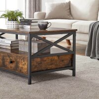 VASAGLE Couchtisch rechteckig Spanplatte braun 100,0 x 55,0 x 45,0 cm, 1 St.