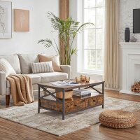 VASAGLE Couchtisch rechteckig Spanplatte braun 100,0 x 55,0 x 45,0 cm, 1 St.