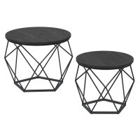VASAGLE Couchtische-Set rund Spanplatte schwarz, 2 Set