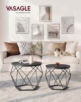 VASAGLE Couchtische-Set rund Spanplatte schwarz, 2 Set