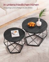 VASAGLE Couchtische-Set rund Spanplatte schwarz, 2 Set