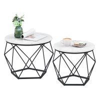 VASAGLE Couchtische-Set rund Spanplatte weiß, 2 Set