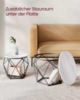 VASAGLE Couchtische-Set rund Spanplatte weiß, 2 Set